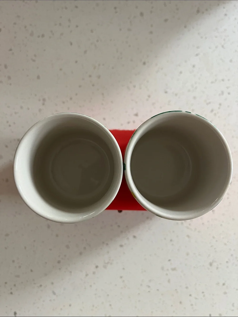 Starbucks White Ceramic Espresso Cup Set with Red and Green Botanical Print